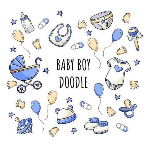 Baby Doodles Drawing, Baby Doodles, Baby Journal Book, Baby Doodle, Doodle Baby, Project Drawing, Doodle Icons, Baby Record Book, Baby Shower Background