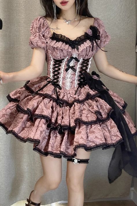 SKU: LIN01996 Fabric: Polyester Style types: Gothic Lolita Season: Spring, Summer, Autumn, Winter Include: Dress*1 (Any of the accessory is not included.) Size(IN) Bust Waist Length S 31.50-35.43 25.59-27.56 31.50 M 33.46-37.40 27.56-29.53 31.89 L 35.43-39.37 29.53-31.50 32.28 Size(CM) Bust Waist Length S 80-90 65-70 80 M 85-95 70-75 81 L 90-100 75-80 82 Pink Goth Dress, Goth Dress, Gothic Dress, Really Cute Outfits, Sweet Dress, Halloween Dress, Lolita Dress, Gothic Lolita, Tiered Dress