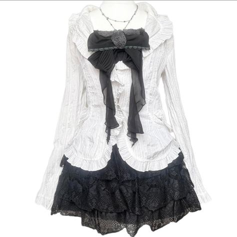 ೃ⁀➷ Fatal Frame Clothes, Coquette Outfit White, Fatal Frame Outfit, Kei Clothing, Ballerina Aesthetic, Winter Coquette, Japanese Summer, Clothing Wardrobe, Coquette Outfit