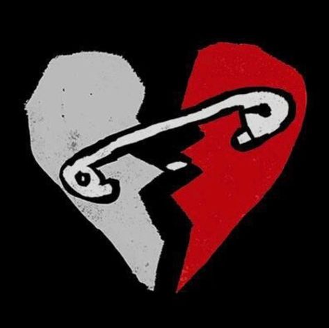 Safety Pin Heart. 2 broken hearts stapled together. 5sos Logo, 5sos Tattoo, Safety Pin Tattoo, Second Of Summer, Emo Scene, Red Aesthetic, 5 Seconds Of Summer, 5 Seconds, Heart Tattoo