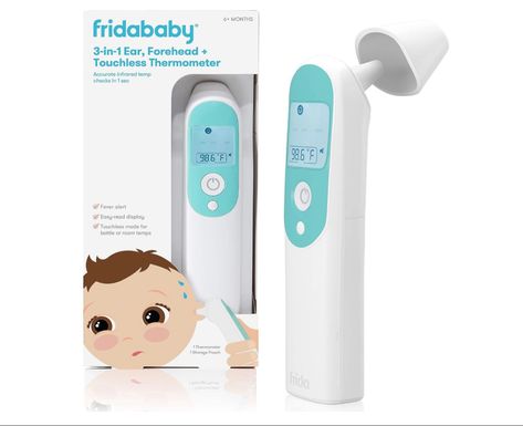 Frida Baby Infrared Thermometer 3-in-1 Ear, Forehead + Touchless for Babies, Toddlers, Adults, and Bottle Temperatures,Digital Baby Health, Baby Essentials, Frida Baby, Baby Temperature, Baby Thermometer, Infrared Thermometer, Digital Thermometer, Storage Pouch, Baby Bottles