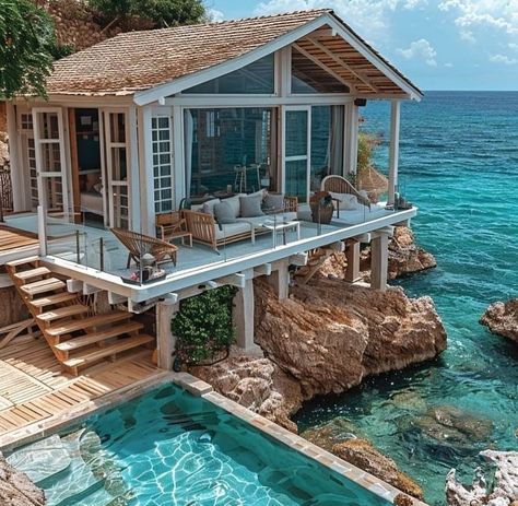 Maldives House On Water, Maldives House, Sims Exterior, House On Water, Water House, Dream Life House, Dream Beach Houses, Pool Chemicals, Dream House Rooms