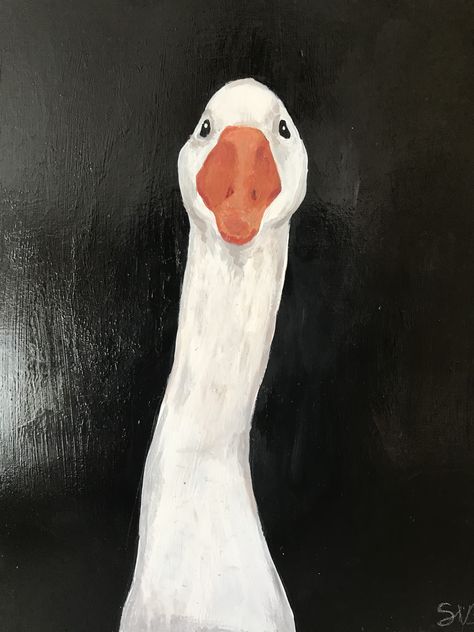 Goose Acrylic Painting, Goose Art Illustrations, Silly Goose Painting, Painting Ideas On Canvas Animals, Duck Painting Acrylic, Goose Painting, Goose Illustration, Goose Drawing, Goose Art