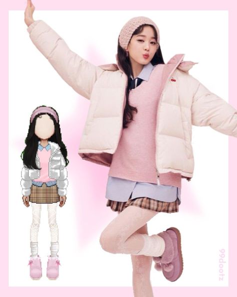 #wonyoungpics #fashion #1 #coquette Wonyoung Comfy Outfit, Aesthetic Winter School Outfits, Wonyoung Clothes Style, Wonyoung Inspo Outfit, Warm Pink Outfits, Wonyoungism Outfits Winter, Wonyoungism Outfits Pink, Wonyoungism Outfits School, Wonyoung Aesthetic Outfit