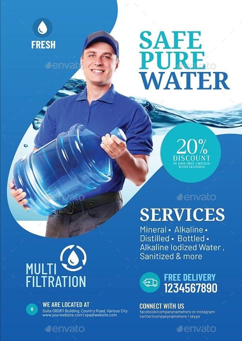 Water Refilling Station Flyer #Refilling, #Water, #Flyer, #Station Water Poster Design, Water Refilling Station, Refilling Station, Unique Brochure Design, Save Water Poster, Water Bottle Label Design, Medical Brochure, Poster Design Layout, Water Station