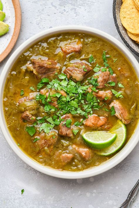 New Mexico Pork Green Chili, Pork Green Chili Stew New Mexico, New Mexico Green Chili Recipes, Fire Roasted Green Chili Recipes, New Mexico Chili Recipes, Pork Green Chili Recipe Slow Cooker, Green Chili Stew New Mexico, Pork Hatch Green Chili Recipe, New Mexico Green Chili Stew