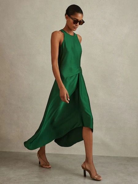 Women's Designer Dresses | Beautiful Dresses for Women - Reiss Fall Formal Wedding Guest Dress, Late Summer Wedding Guest Outfit, Green Dresses For Wedding, Rehearsal Dinner Outfit For Guest, Edgy Wedding Guest Outfit, Green Dress Wedding Guest, Green Wedding Guest Dress, Relaxed Fashion, Petite Midi Dress