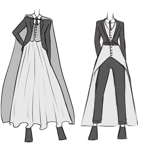 Wedding wears for androgynous/nonbinary/genderfluid people Androgynous Prom, Mode Steampunk, Gender Fluid Fashion, Clothing Design Sketches, Drawing Anime Clothes, Androgynous Fashion, Prom Outfits, Fashion Design Drawings, Fashion Design Sketches