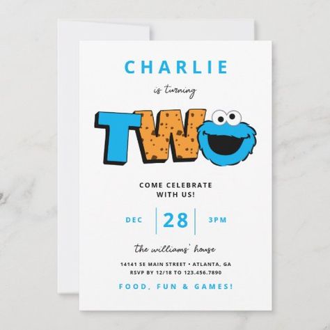 $2.93 | Cookie Monster - Second Birthday - cookie monster, sesame street, kids birthday, toddler birthday, cookie birthday, cookie monster birthday, sesame street birthday, cookie monster 2nd birthday, sesame street second birthday invitation, cookie monster birthday invitation Cookie Monster Party Invitations, Cookie Monster Gonger Birthday, Cookie Monster Second Birthday, Cookie Monster Birthday Decorations, Cookie Monster 3rd Birthday Party, Cookie Monster 2nd Birthday Girl, Cookie Monster 2nd Birthday Boy, Cookie Monster Invitations, Cookie Monster Party Ideas