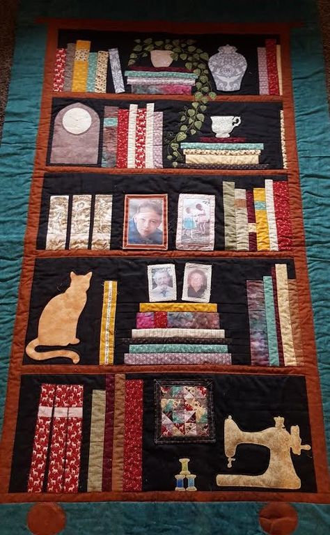 Patchwork, Quilt Block Patterns, Bookcase Quilt, Landscape Quilts, Miniature Quilts, Cat Quilt, Book Case, Wall Quilts, Book Quilt