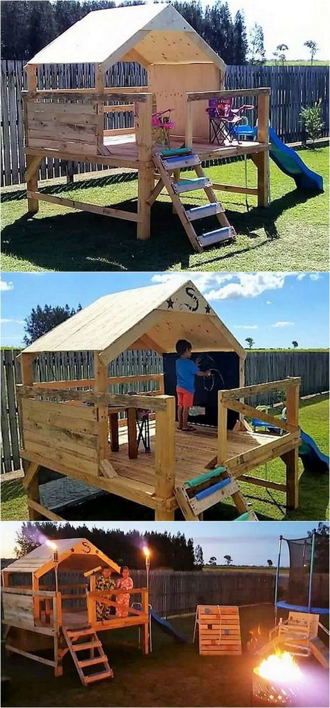 Popular Woodworking Projects, Kids Outdoor Play, Pallets Garden, Backyard Play, Backyard Playground, Kids Playhouse, Popular Woodworking, Backyard For Kids, Belem