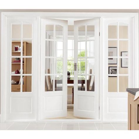 Thinking of installing a set of French doors with side lights in our living room to create a sense of separation and privacy but allow light still pour in. Deur Ensuite, French Door Interior, Interior Double French Doors, Interior Design Blogs, Internal French Doors, Double French Doors, Timber Door, French Doors Interior, French Door