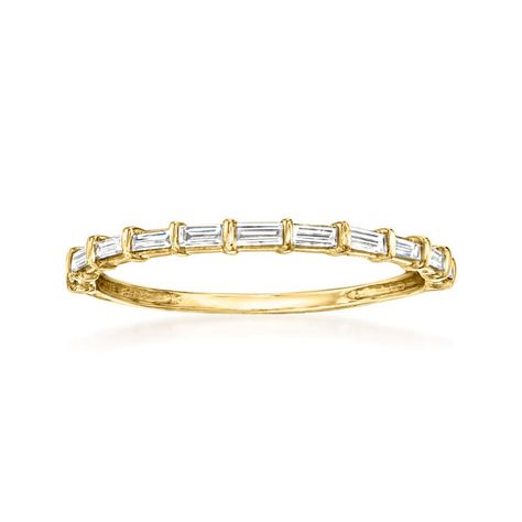 .19 ct. t.w. Baguette Diamond Ring in 14kt Yellow Gold. Size 7 Italian Gold Jewelry, Baguette Diamond Ring, Simple Wedding Bands, Diamond Rings With Price, Mixed Metal Rings, Pearl Strands Necklace, Diamond Tennis Necklace, Baguette Diamond Rings, Baguette Ring