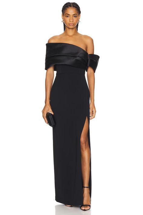 SOLACE London Alexis Maxi Dress in Black | REVOLVE Black Dress Classy Winter, Solace London Black Dress, Wedding Guest Gown Classy, Plus Size Gala Dress Classy, Gala Dresses Classy, Black Tie Bridesmaid Dresses, Black Tie Attire For Women, Black Tie Wedding Guest Attire, Plus Size Gala Dress