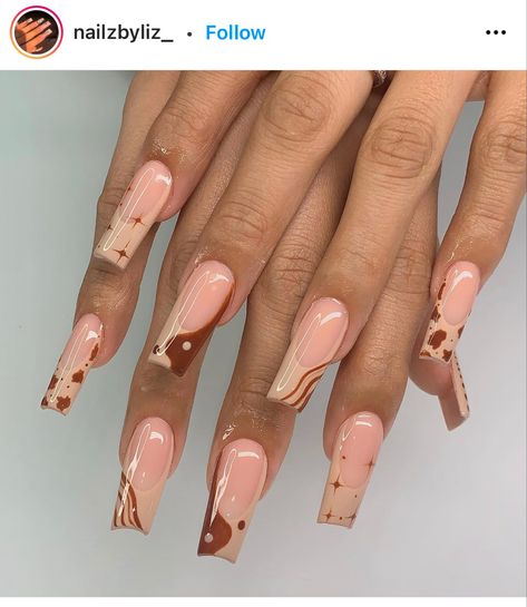 Brown French Tip, Brown Acrylic Nails, Brown French, Brown Nail, Queen Nails, Sassy Nails, Edgy Nails, Girly Acrylic Nails, French Tip Acrylic Nails