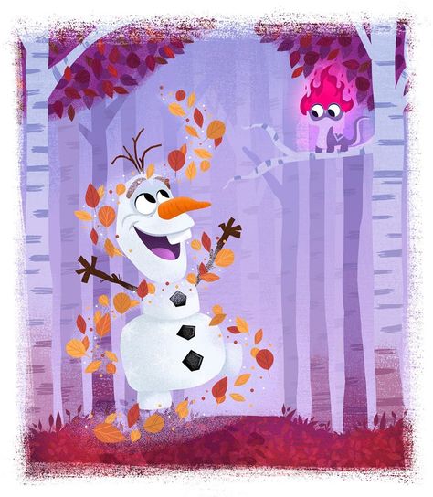 Olaf Fanart, Olaf Illustration, Frozen 2 Fanart, Disney Characters Frozen, Olaf Frozen 2, Elsa Painting, Frozen Illustration, Olaf Drawing, Disney Painting