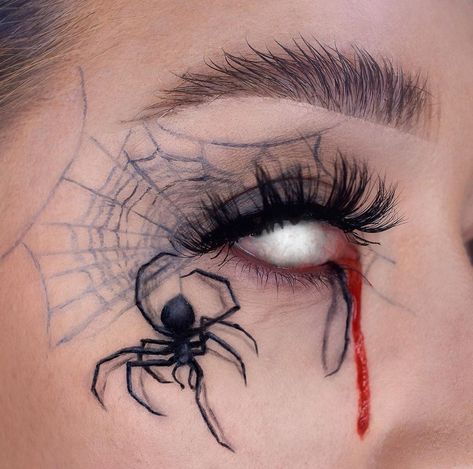 Halloween Eye Makeup Looks, Spider Face Painting, Spider Makeup, Devil Makeup, Holloween Makeup, Vampire Bride, Creepy Halloween Makeup, My First Halloween, Spooky Eyes