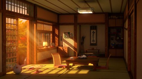 Japanese Lighting, Perspective Room, Japanese Room, Anime Room, Interior Illustration, Japanese Interior, Japanese House, Environment Design, Environment Concept Art