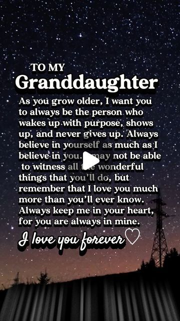 Sugar Spring Co | Heartwarming Family Gifts on Instagram: "Perfectly said! 💖 #granddaughter #grandparenting #grandfather #granddaughter #ilovemygrandkids #grandma #grandparenting #grandmother #ilovemygranddaughter #beautiful #family #countrymusic #farmlife #wine #familylove #lovequotes #dailymotivation #inspirationalwords #foryoupageviralシ゚" Poem For Granddaughter, Message To Granddaughter, Granddaughter Quotes Inspiration, Letters To My Granddaughter, Goodnight Granddaughter, Granddaughter Graduation Quotes, Grandaughter Quotes Love Heart, Happy Birthday Granddaughter Love You, Prayer For My Granddaughter