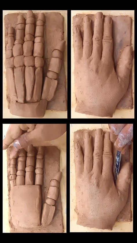 How To Sculpt Hands With Clay, Hand Sculpting Clay, How To Make Hands Out Of Clay, Clay Hands Tutorial, Human Anatomy Sculpture, How To Sculpt A Hand With Clay, How To Start Sculpting Clay, How To Make A Hand Out Of Clay, Simple Sculpture Art