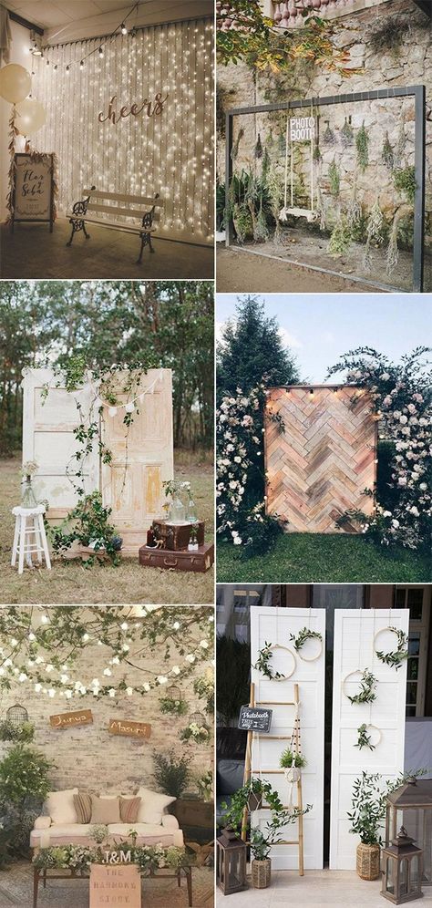 Planning A Wedding Reception, Photoboth Mariage, Wedding Photo Booth Ideas, Rustic Photo Booth, Wedding Photo Walls, Photo Booth Ideas, Wedding Photo Display, Photo Booth Backdrop Wedding, Wedding Reception Planning