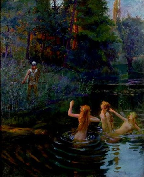 The Rhine Maidens Water Spirit, Water Nymphs, Rennaissance Art, Three Women, Mermaids And Mermen, Romantic Art, Mermaid Art, Ethereal Art, Gustav Klimt