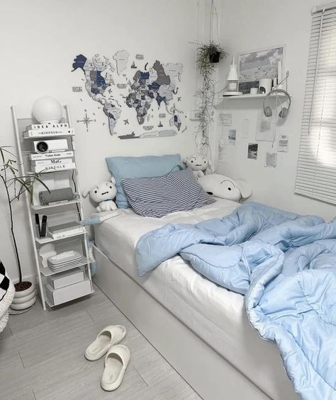 Light Blue Rooms, Blue Room Decor, Ocean Room, Room Redesign, Study Room Decor, Aesthetic Decor, Small Room Design, Cozy Room Decor, Minimalist Room