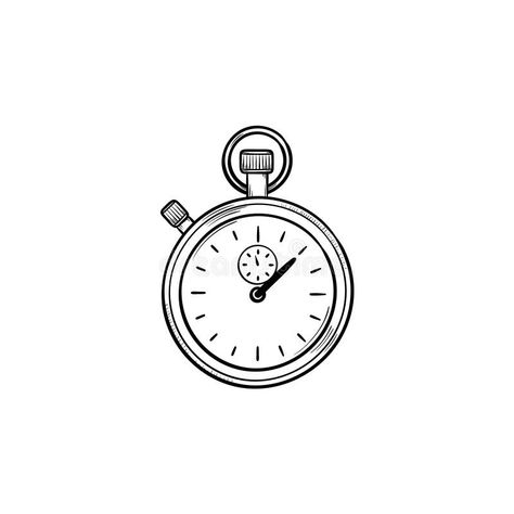 Stop Watch Drawing, Stopwatch Drawing, Stopwatch Illustration, Watch Drawing, Drawing Accessories, Doodle Icon, Simple Icon, Background Illustration, Stock Illustration