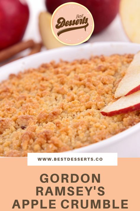 British Apple Crumble Recipe, Master Chef Australia Recipes, Best Apple Crumble Recipe, Best Apple Crumble, Pear Crumble Recipe, Fruit Crumble Recipe, Gorden Ramsey, Crumble Recipes, Gordon Ramsey Recipes