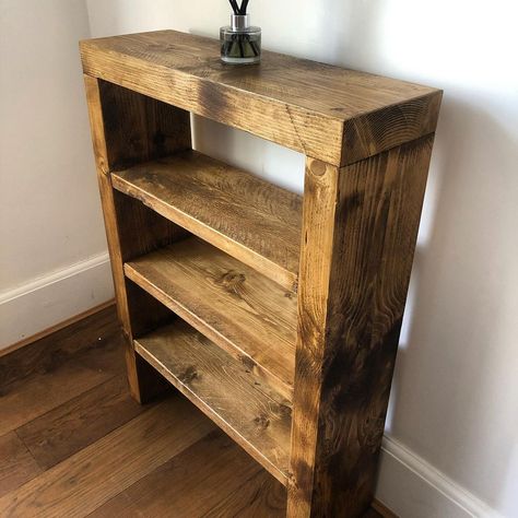 Diy Rustic Bookcase, Rustic Book Shelf, Handmade Wooden Bookshelf, Raw Wood Bookshelf, Small Rustic Bookshelf, Reclaimed Wood Bookshelf, Salvaged Wood Projects, Rustic Bookshelves, Handmade Bookshelves