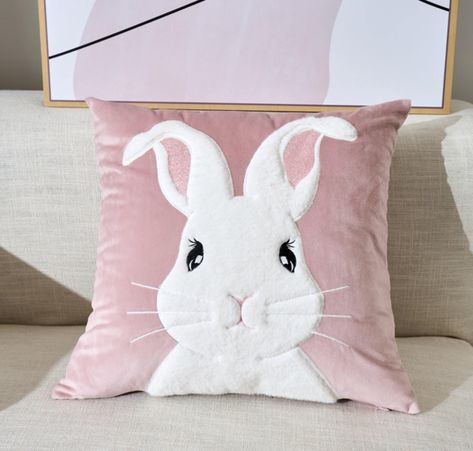 Adorable. Soft. Unique. Versatile. You need these whimsical bunny pillow covers in your life! These fairytale accent pillow covers will add oodles of charm to your living room, bedroom, dorm room, glam room, kids room, or nursery.  Please note that this listing is for the pillow cover (the insert/core is not included).  Depending on how plump you like your pillows, these cheerful cushion covers will typically work well with a pillow insert/core that measures approximately 18 inches x 18 inches ( Bunny Cushion, Whimsical Bunny, Sofa Bed Living Room, Bunny Pillow, Rabbit Pillow, Velvet Throw Pillow, Rabbit Gifts, Luxury Cushions, Glam Room