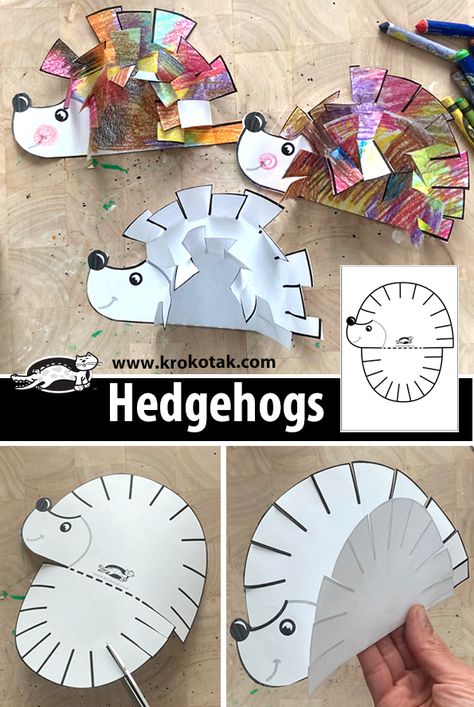 krokotak | HÉRISSON - artisanat en papier Hedgehog Craft, Children Activities, Daycare Crafts, Fall Crafts For Kids, Autumn Crafts, Kindergarten Art, Childrens Crafts, Preschool Art, Craft Activities For Kids