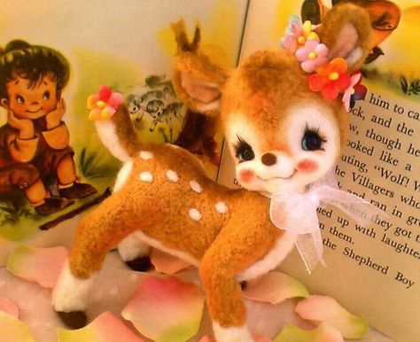 Rushton Toys, Felt Deer, Deer Plush, Deer Doll, Doll Plushies, Vintage Deer, Needle Felting Projects, Vintage Kitsch, Oh Deer