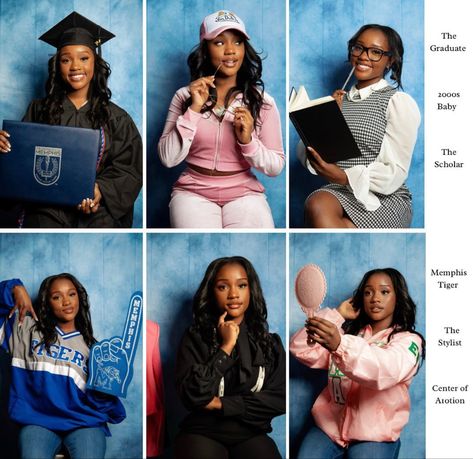 Old School Graduation Photoshoot, Senior Yearbook Pictures Outfit, High School Senior Picture Outfit Ideas Black Women, College Graduation Outfit Ideas Black Women, Scholar Photoshoot, School Yearbook Photoshoot, Grad Shoot Black Women, Grad Pics Black Women, 90s Graduation Photoshoot