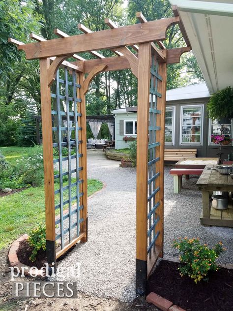 Build this Garden Arbor with Faux Patina with plans from Prodigal Pieces | prodigalpieces.com Diy Garden Arbor, Diy Arbour, Garden Archway, Wooden Arbor, Arbors Trellis, Building A Pergola, Garden Vines, Garden Arbor, Garden Arches