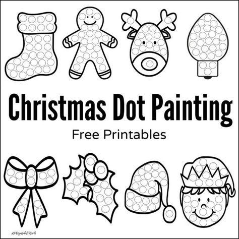 Dot Painting Printables, Christmas Dot Painting, Preschool Christmas Worksheets, Christmas Worksheets Kindergarten, Dot Marker Printables, Dot Marker Activities, Holiday Worksheets, Christmas Worksheets, Free Printable Activities