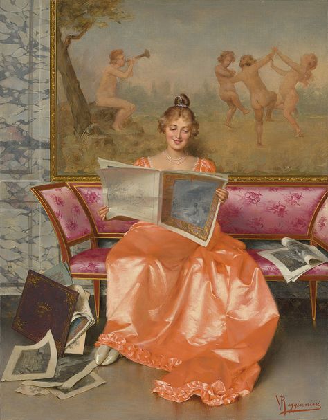 https://flic.kr/p/2inuQro | Vittorio Reggianini (italian) - Reading an art journal Vittorio Reggianini, Art Altéré, Desain Editorial, Art Parody, Art Et Illustration, Victorian Art, European Art, Old Paintings, Caravaggio