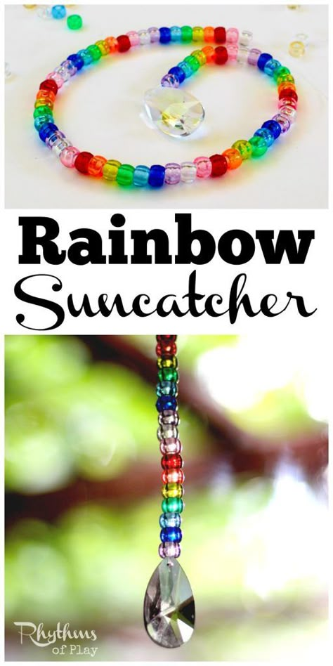 Making a pony bead and prism suncatcher is a fun fine motor activity for kids and adults of all ages. Suncatchers made out of beads in a rainbow of colors are lovely home decor to hang in a window and enjoy. The prism will cast beautiful rainbows all over the room when the sun hits it. These would make a great decoration or favor idea for a rainbow birthday party. This DIY craft project also makes a wonderful gift idea for Christmas, birthdays or any other occasion! Suncatchers Made Out Of Beads, Prism Suncatcher, When The Sun Hits, Fine Motor Activities For Kids, Fine Motor Activity, Pony Bead Crafts, Suncatcher Craft, Rainbow Birthday Party, Rainbow Crafts