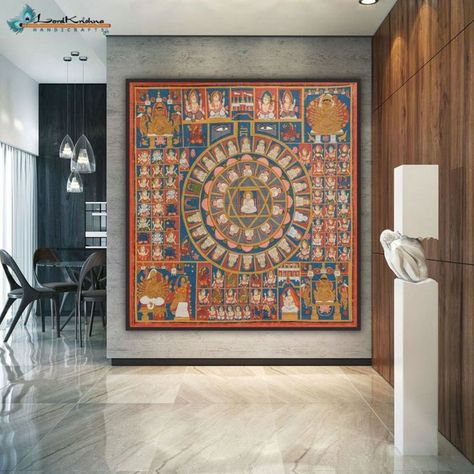 Add life to your space! Embrace your home wall with this beautiful Jain Siddha Chakra painting. Place your order now or check out our Instagram page for more such handicrafts. Connect with us on : +91-8619149664 visit: www.lordkrishna-handicrafts.com #lordkrishnahandicraft #lordkrishna #pichwaipainting #painting #udaipur #nathdwara #ahmedabad #jaipur #surat #mumbai #vadodara #krishna #pichwaiart #nathdwara #shrinathji #temple #pichwai #art🎨 #collection Ashtamangala Jain Painting, Jainism Paintings, Jainism Art, Jain Paintings, Buddhist Symbol Tattoos, Chakra Painting, Temple Wall Art, Pichwai Art, Jain Recipes