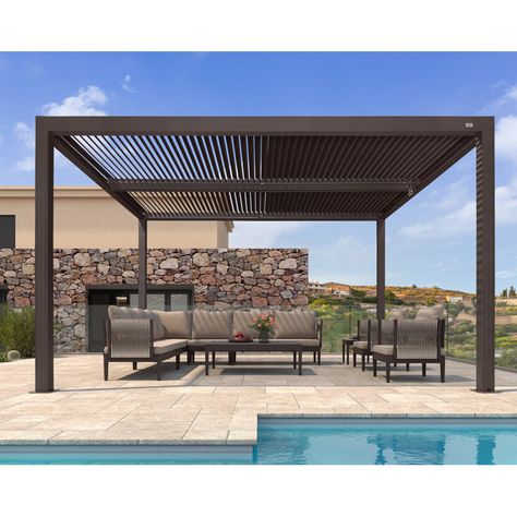 Louvered Pergola Outdoor Aluminum Pergola with Adjustable Roof for Deck Backyard Hardtop Gazebo Pergola Metal, Permanent Gazebo, Sun Shade Canopy, Louvered Pergola, Hardtop Gazebo, Aluminum Pergola, Shade Canopy, Pergola With Roof, Patio Gazebo