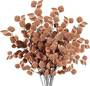 Sggvecsy 6 Pcs Fall Artificial Eucalyptus Stems Long Silver Dollar Leaves Fake Silk Eucalyptus Leaf Branches for Indoor Home Autumn Festival Thanksgiving Decor(Dark Brown) Amazon Fall Decor, Fall Eucalyptus, Eucalyptus Stems, Artificial Branches, Fall Stem, Feuille Eucalyptus, Artificial Eucalyptus, Artificial Plants Outdoor, Leaves Autumn