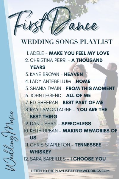 Wedding Dance List Order, Wedding Songs Playlist, Wedding Song Ideas, Wedding Songs First Dance, Dance Wedding Songs, Wedding Song Playlist, Wedding Love Songs, Wedding Music Playlist, Country Wedding Songs