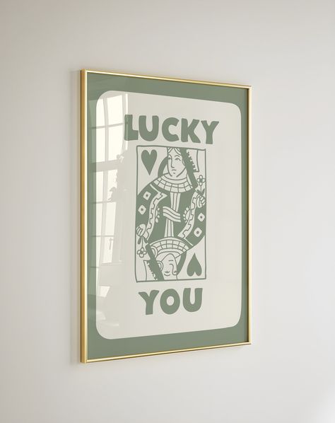 Lucky Art, Funky Wall Art, Lucky You, Hand Of Cards, Retro Wall Art, Shop Logo, Poker, Digital Art Prints, Paper Texture