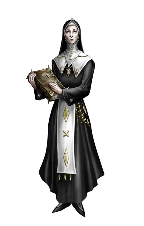 Female Human Cleric Nun - Virexia - Pathfinder 2E PFRPG DND D&D 3.5 5E 5th ed d20 fantasy Nun Dnd Character, Old Nun Fantasy Art, Crimelord Dnd, Dnd Nuns, Pharasma Cleric, Nun Cleric, Fantasy Nun Art, Nun Concept Art, D&d Cleric