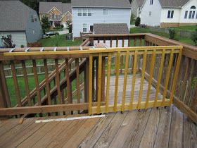 My daughter is running around like crazy, so my husband and I figured it was time to fence up the top of the deck stairs. We have a walk ou... Stair Gate Diy, Porch Gate, Deck Gate, Wood Fence Gates, Stair Gate, Pool Life, Wood Gate, Deck Stairs, Baby Gate