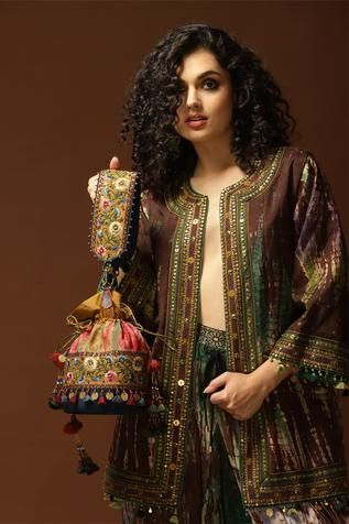 Couture, Haute Couture, Ponchos, Potli Bag, Potli Bags, Green Maxi, Yellow Ties, Fancy Bags, Indian Fashion Designers