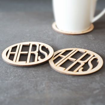 His And Hers White Gold Heart Wedding Bands By Diamond Affair | notonthehighstreet.com Lézervágott Fa, 5th Wedding Anniversary Gift, Hen Party Gifts, Engraved Coasters, Coffee Coasters, Tea And Coffee, Wedding Gifts For Couples, House Gifts, Wooden Coasters