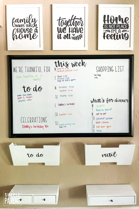 Family Organization Board, Diy Family Command Center, Family Command Center Ideas, Command Center Wall, Family Command Center Wall, Command Center Ideas, Family Organization Wall, Whiteboard Organization, Diy Command Center