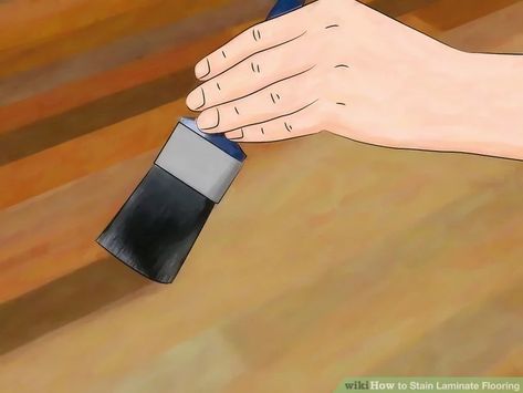 3 Ways to Stain Laminate Flooring - wikiHow How To Dry Wood, Cover Wood Paneling, Remove Acrylic Paint, Hardwood Floor Repair, Painting Laminate, Stain On Pine, Wood Sealer, How To Varnish Wood, Floor Stain