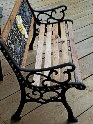 Restored Vintage Cast Iron Angel Garden Bench: 16 Steps (with Pictures) Cast Iron Garden Furniture, Wood Pallet Beds, Cast Iron Garden Bench, Wrought Iron Bench, Angel Garden, Cast Iron Bench, Old Benches, Iron Patio Furniture, Wrought Iron Patio Furniture